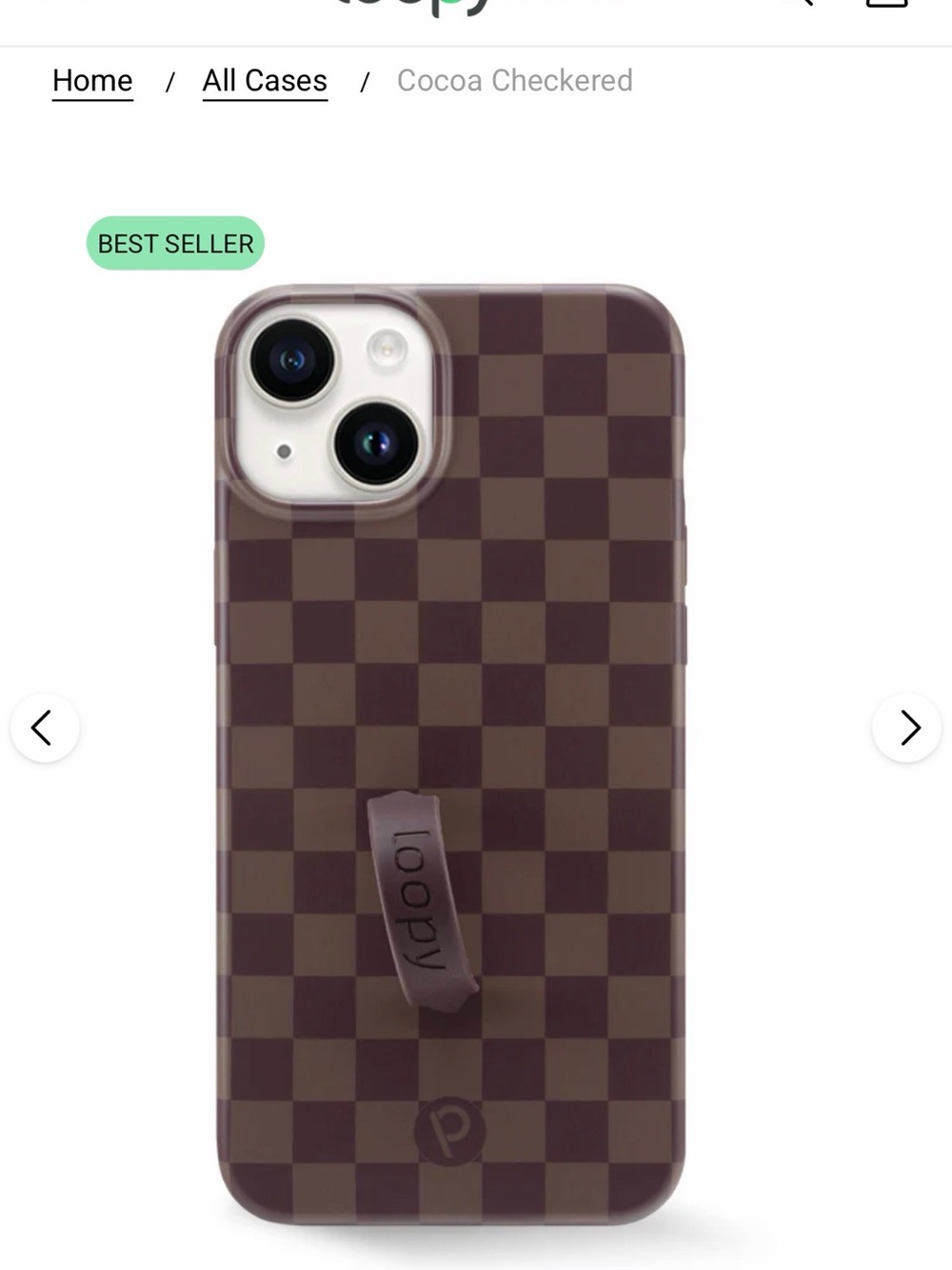 Loopy Case Cocoa Checkered Phone Case with Strap